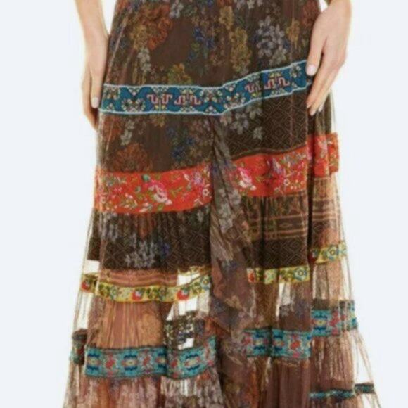 Johnny Was Wilhelmena Tiered Mesh Skirt multi colored XL - Picture 8 of 14